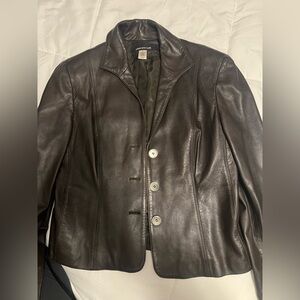 Brown Leather Jacket Blazer